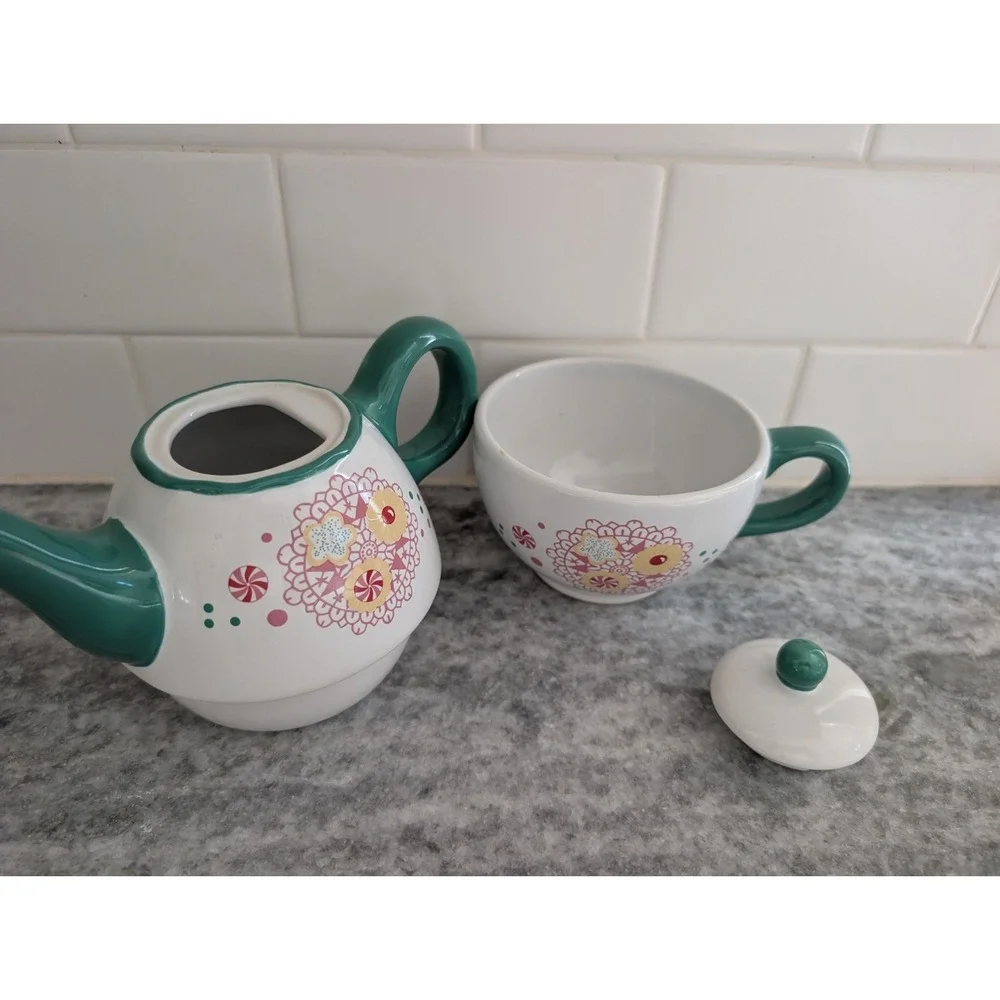 Trim A Tree Holiday Kitschy Teapot‎ With Lid, BN